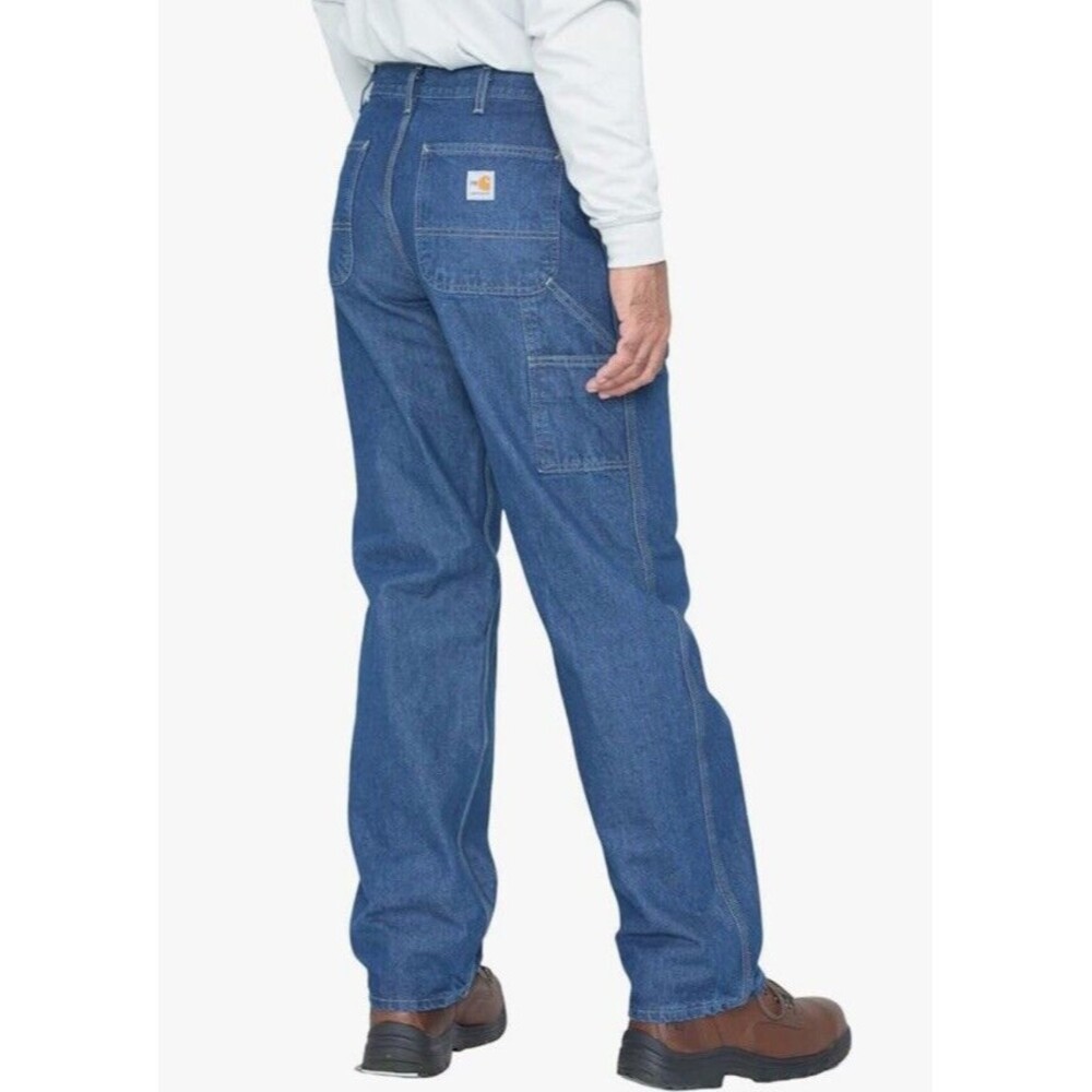New Carhartt Mens Flame Resistant Signature Denim Dungaree FRB13 DNM 42 x 33